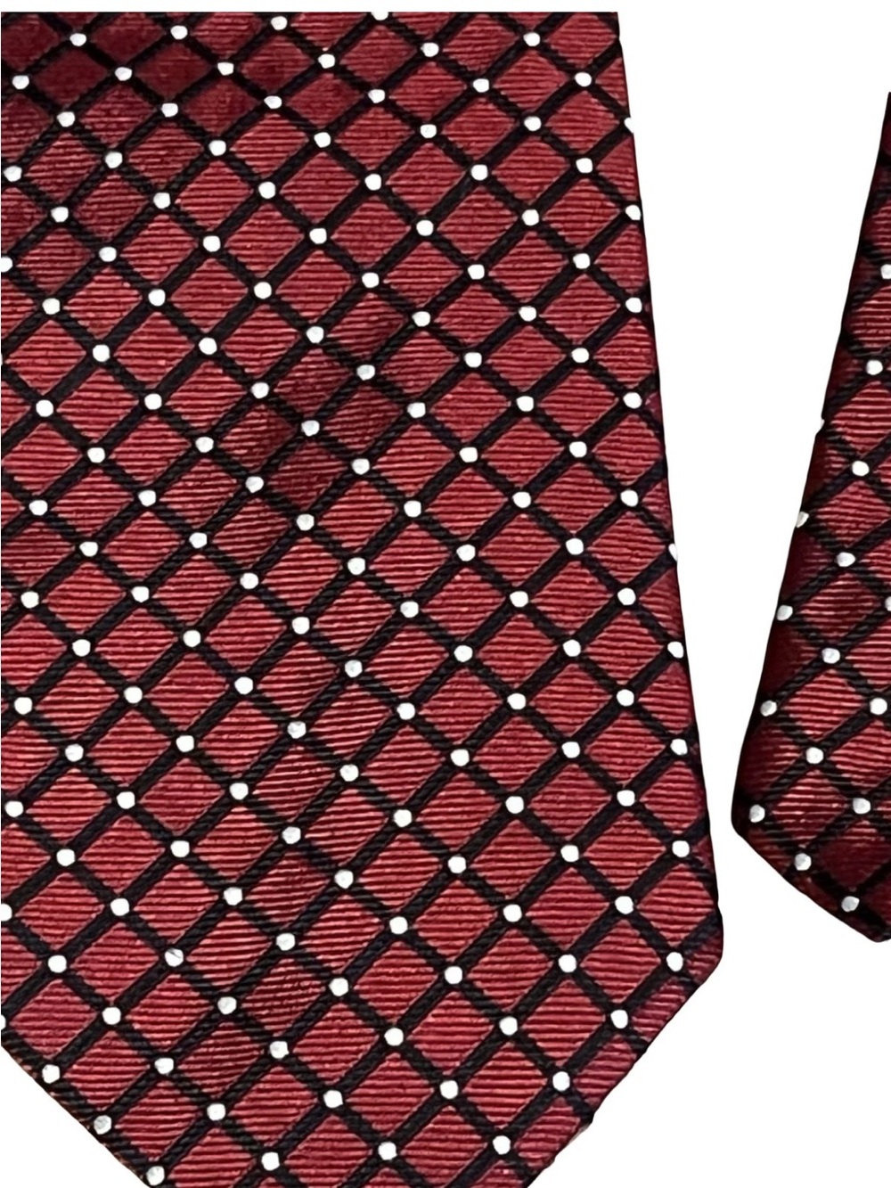 Brooks Brothers 346 Pure Silk Tie Red Diamond Square Pattern Wide Width Tie
